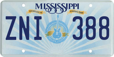 MS license plate ZNI388