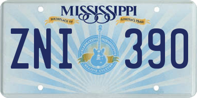 MS license plate ZNI390
