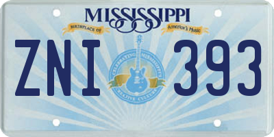 MS license plate ZNI393