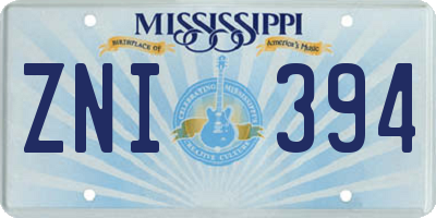 MS license plate ZNI394