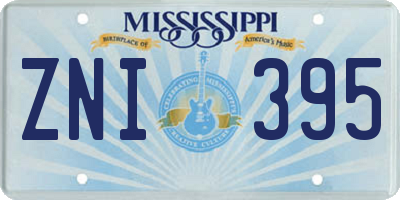 MS license plate ZNI395