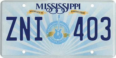 MS license plate ZNI403