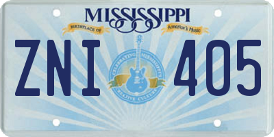 MS license plate ZNI405
