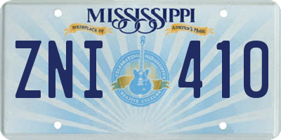 MS license plate ZNI410