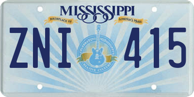MS license plate ZNI415