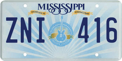 MS license plate ZNI416