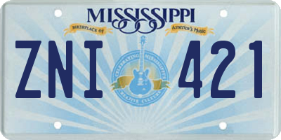 MS license plate ZNI421