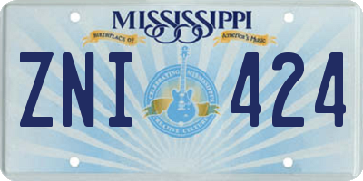 MS license plate ZNI424