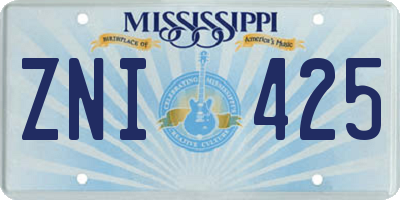 MS license plate ZNI425