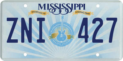 MS license plate ZNI427
