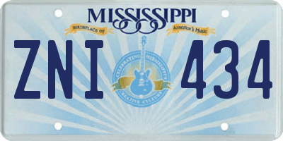 MS license plate ZNI434