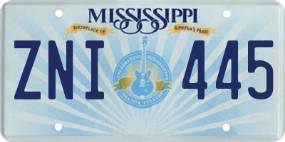 MS license plate ZNI445