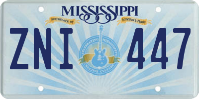 MS license plate ZNI447