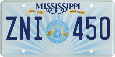 MS license plate ZNI450