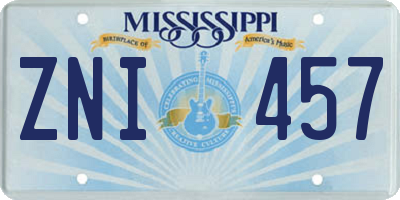 MS license plate ZNI457