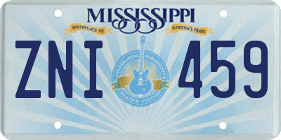 MS license plate ZNI459