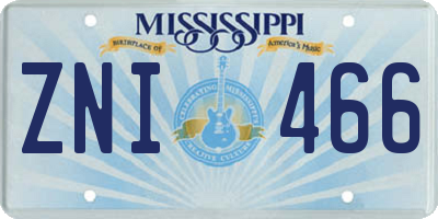 MS license plate ZNI466