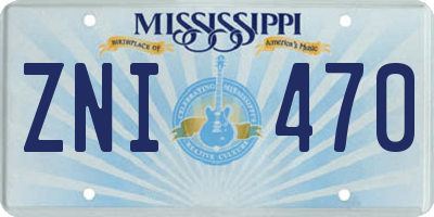 MS license plate ZNI470