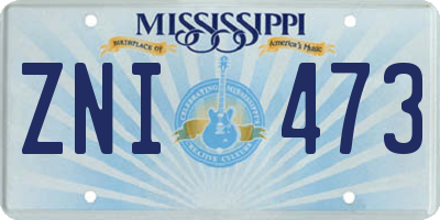 MS license plate ZNI473