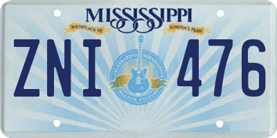 MS license plate ZNI476