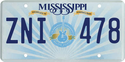 MS license plate ZNI478