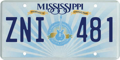 MS license plate ZNI481