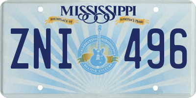 MS license plate ZNI496