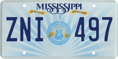 MS license plate ZNI497