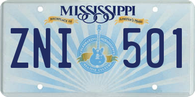 MS license plate ZNI501