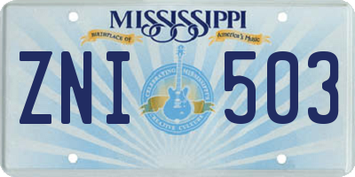 MS license plate ZNI503