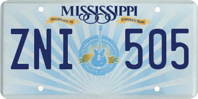 MS license plate ZNI505
