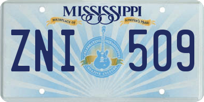 MS license plate ZNI509