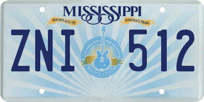 MS license plate ZNI512