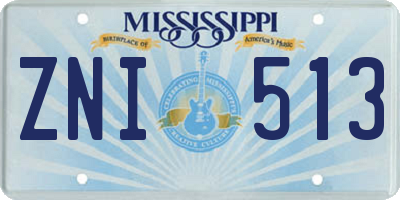 MS license plate ZNI513