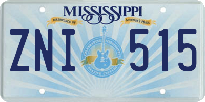 MS license plate ZNI515