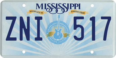 MS license plate ZNI517