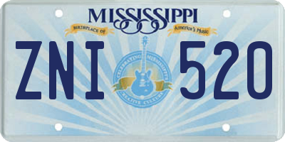 MS license plate ZNI520