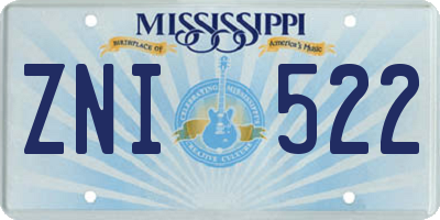 MS license plate ZNI522