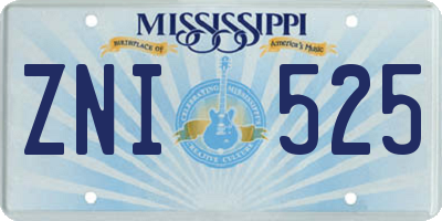 MS license plate ZNI525