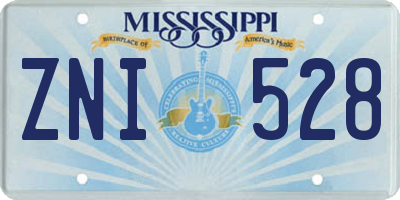 MS license plate ZNI528