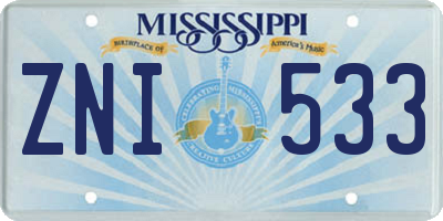 MS license plate ZNI533