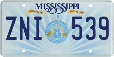 MS license plate ZNI539
