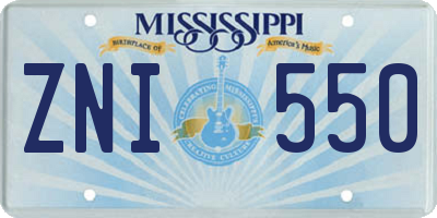 MS license plate ZNI550