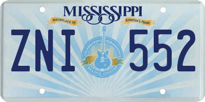 MS license plate ZNI552