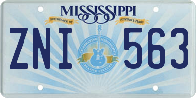 MS license plate ZNI563