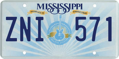MS license plate ZNI571