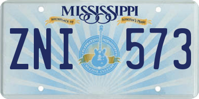 MS license plate ZNI573