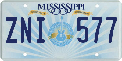 MS license plate ZNI577