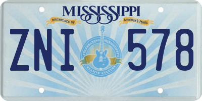 MS license plate ZNI578