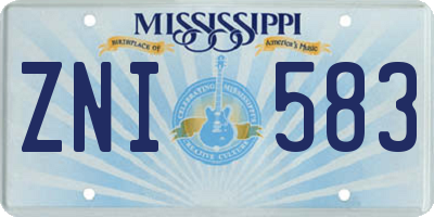 MS license plate ZNI583